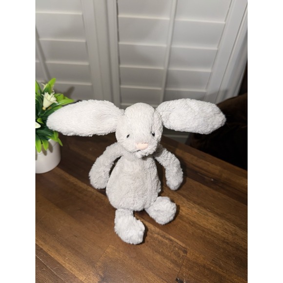 Jellycat SMALL BASHFUL GREY BUNNY Little Plush Gray Stuffed Animal Rabbit Toy - Picture 2 of 5